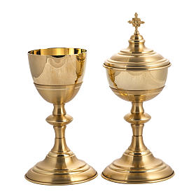 Chalice and ciborium in gold-plated brass, polished finish