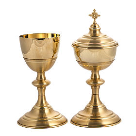 Calice e Pisside lisci in ottone dorato