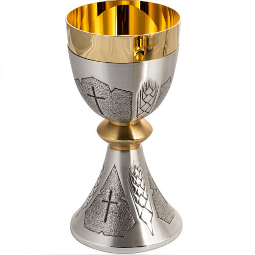 Chalice, ciborium, paten and bowl paten in silver brass, chisell 2