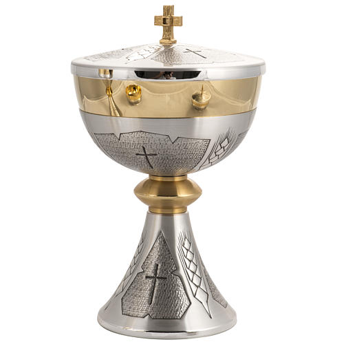 Chalice, ciborium, paten and bowl paten in silver brass, chisell 5