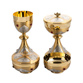 Chalice, ciborium, paten and bowl paten, chiselled with stones