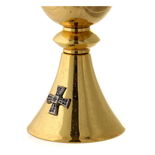 Chalice and Ciborium in gold-plated knurled brass with cross 6