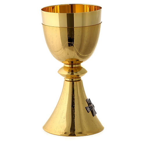 Chalice and Ciborium in gold-plated knurled brass with cross 7
