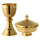 Chalice and Ciborium in gold-plated knurled brass with cross s1