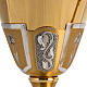 Chalice and ciborium in two tone brass, chiselled with blue ston s6