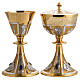 Chalice and ciborium in two tone brass, chiselled with blue ston s2