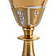 Chalice and ciborium in two tone brass, chiselled with blue ston s4