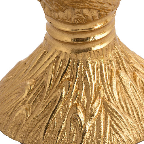 Chalice, ciborium and paten in bronze brass, ears of wheat 3