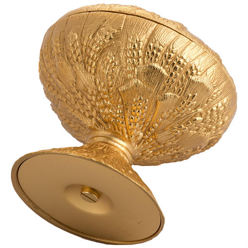 Chalice, ciborium and paten in bronze brass, ears of wheat 10