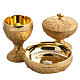 Chalice, ciborium and paten in bronze brass, ears of wheat s1