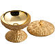 Chalice, ciborium and paten in bronze brass, ears of wheat s5