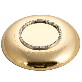 Patena latón dorado graneado anillo de plata