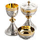 Chalice ciborium and paten in bronze, chiselled and satin IHS s1