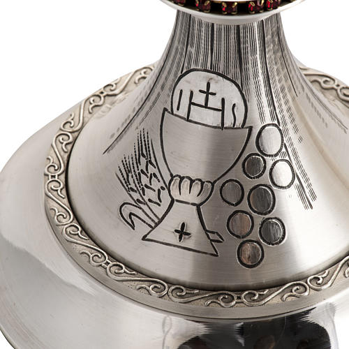 Chalice H15 and ciborium H18 in brass with Communion symbols 3