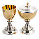 Chalice H15 and ciborium H18 in brass with Communion symbols s1