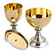 Chalice H17 and ciborium H20 in brass with Communion symbols s8