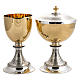 Chalice H19 and ciborium H22,5 in brass with Communion symbols s2