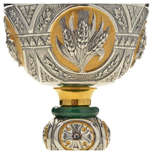 Calice e pisside ottone malachite mod. Tassilo CESELLATO A MANO 8