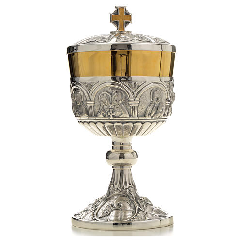 Chalice and Ciborium in brass mod. 12 Apostoles, hand chiselled 5