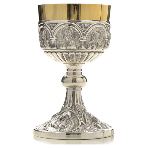 Chalice and Ciborium in brass mod. 12 Apostoles, hand chiselled 6