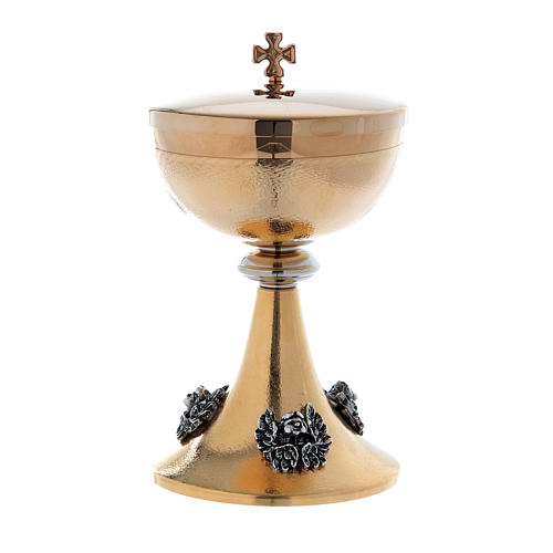Chalice and Ciborium in gold-plated brass with silver putti 3