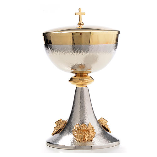 Chalice and Ciborium in silver brass with golden putti 5