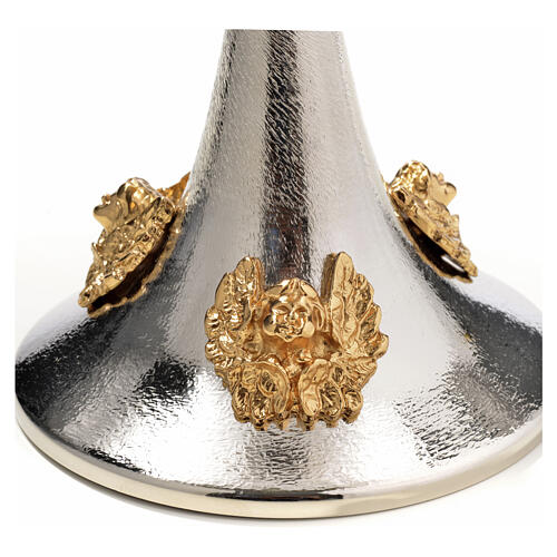 Chalice and Ciborium in silver brass with golden putti 5