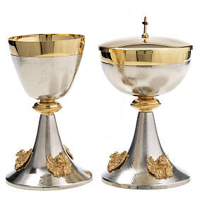 Chalice and Ciborium in silver brass with golden putti