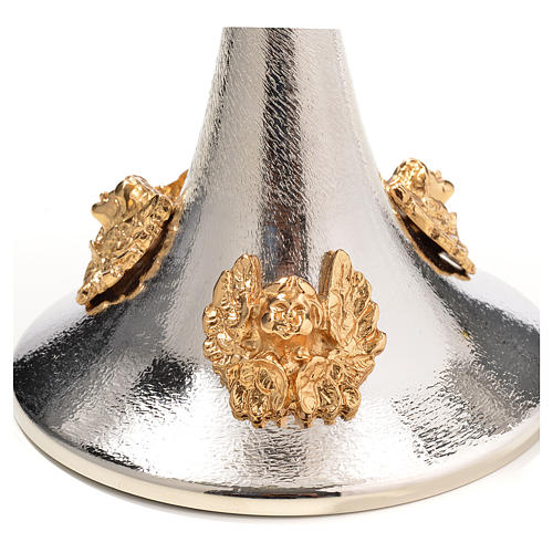 Chalice and Ciborium in silver brass with golden putti 7