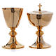 Chalice and ciborium with round node in golden plated brass s1