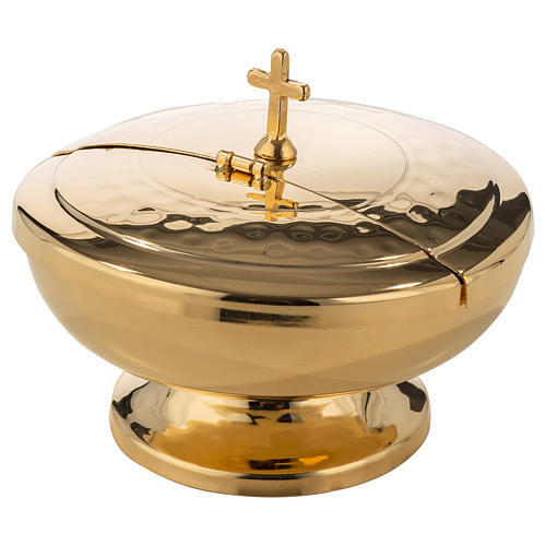 Ciborium in gold-plated brass with opening lid 1