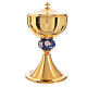 Chalice and ciborium in brass with enamelled pommel s2