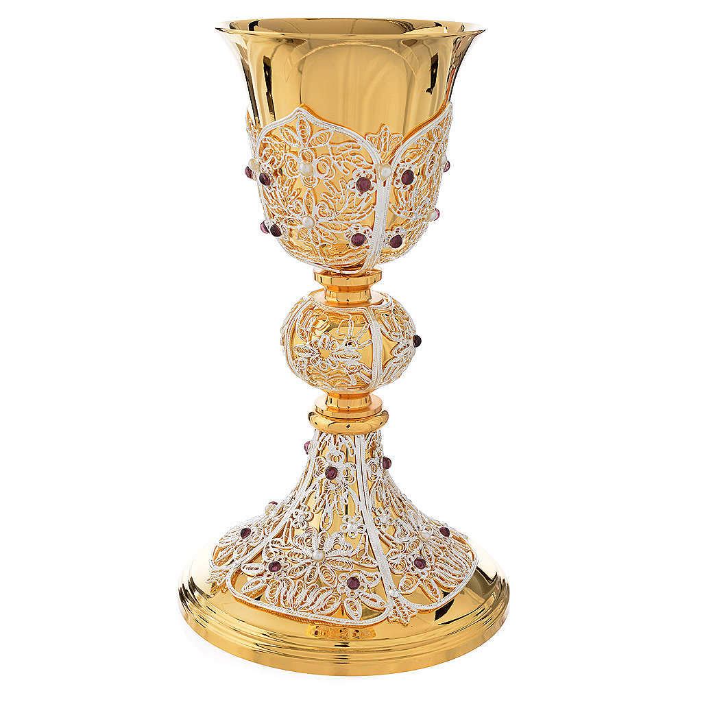 Chalice, Ciborium and Paten in brass with filigree | online sales on ...