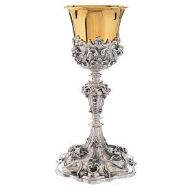 Chalice in brass, chiselled with angels