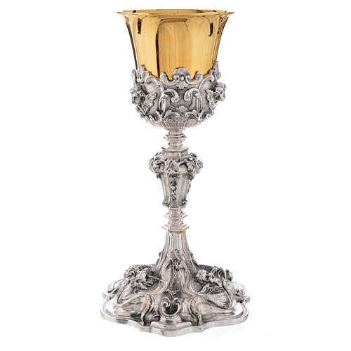 Chalice in brass, chiselled with angels 1