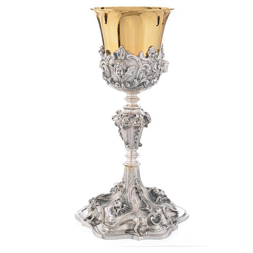Chalice in brass, chiselled with angels 2