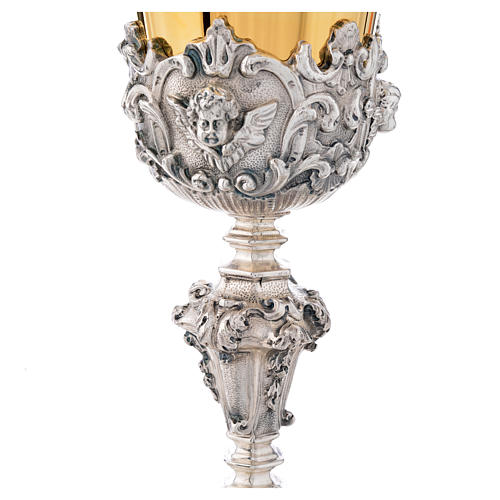 Chalice in brass, chiselled with angels 4