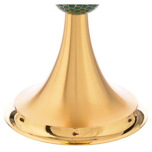 Chalice in brass with flaring rim and enamel on pommel 6