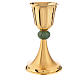 Chalice in brass with flaring rim and enamel on pommel s4