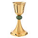 Chalice in brass with flaring rim and enamel on pommel s1