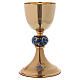 Chalice in brass and enamels, Trilogy and grapes with strass s1