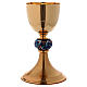Chalice in brass and enamels, Trilogy and grapes with strass s4