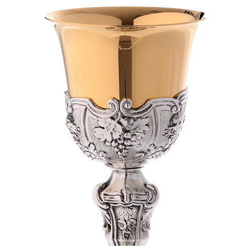 Chalice in brass, chiselled with grapes and ear of wheat 2