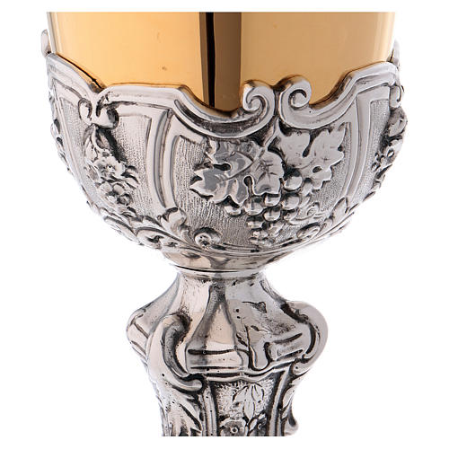Chalice in brass, chiselled with grapes and ear of wheat 3