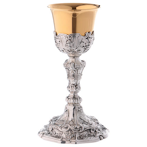 Chalice in brass, chiselled with grapes and ear of wheat 6