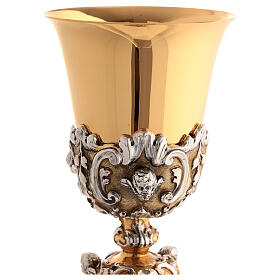 Chalice in brass, lost wax casting, 3 angels, 3 friars