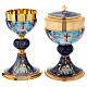 Chalice and Ciborium in brass with enamel, Lamb of God and IHS s1