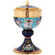 Chalice and Ciborium in brass with enamel, Lamb of God and IHS s6