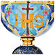 Chalice and Ciborium in brass with enamel, Lamb of God and IHS s9