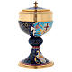 Chalice and Ciborium in brass with enamel, Lamb of God and IHS s11